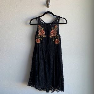 Free people sleeveless black lace dress